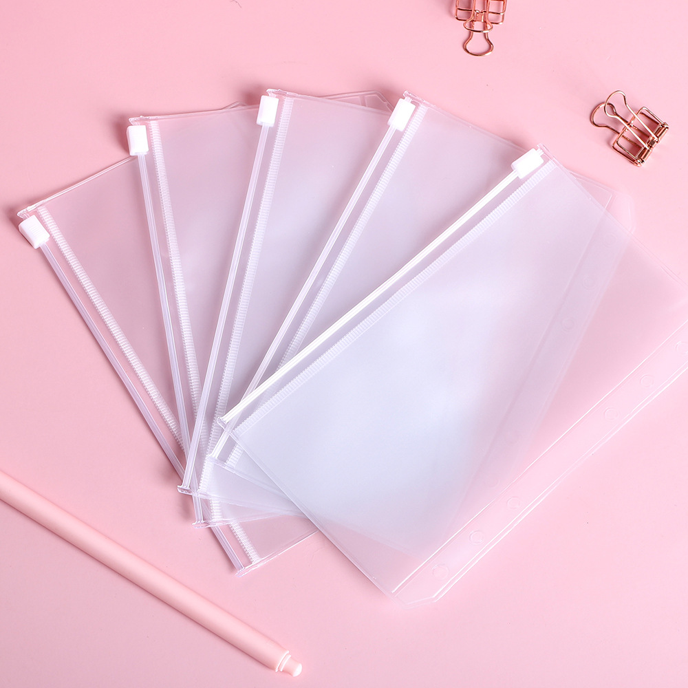 TS Transparent Zipper Pocket Waterproof PVC Pouch Document Filing Bag Jewelry Storage Bag