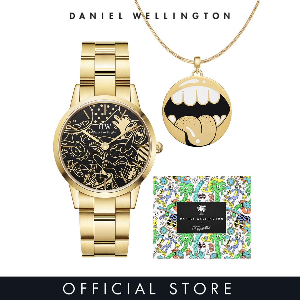 Steven Harrington x DW Set - Iconic Link Dual Tone 36mm + Charm Shout + Charm Snake Necklace - Gold - Limited Edition Collab - Fashion Watch for Men - Stainless Steel Strap Watch - Male Watch - DW Official - Authentic นาฬิกา ผู้ชาย ราคา 12,889 บาท*ส่งฟรี