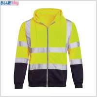 Lightweight Fleece Hoodie Reflective Safety Hoodie for Men Women 360° High Visibility Quick-dry Long Sleeve Jacket Night Shift Work Running Biking Outdoor Coat with Reflective Zones