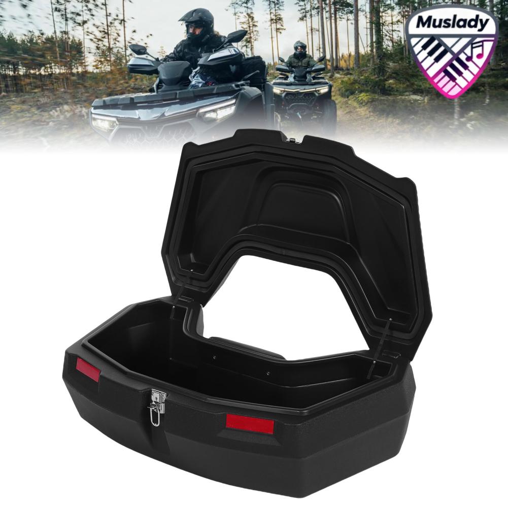 รูปสินค้า MUSLADY ATV กล่องเก็บของด้านหลัง 98L ความจุ Rain Proof ATV ด้านหลัง Rack Cargo Box พร้อมเบาะพนักพิงและล็อค UTV