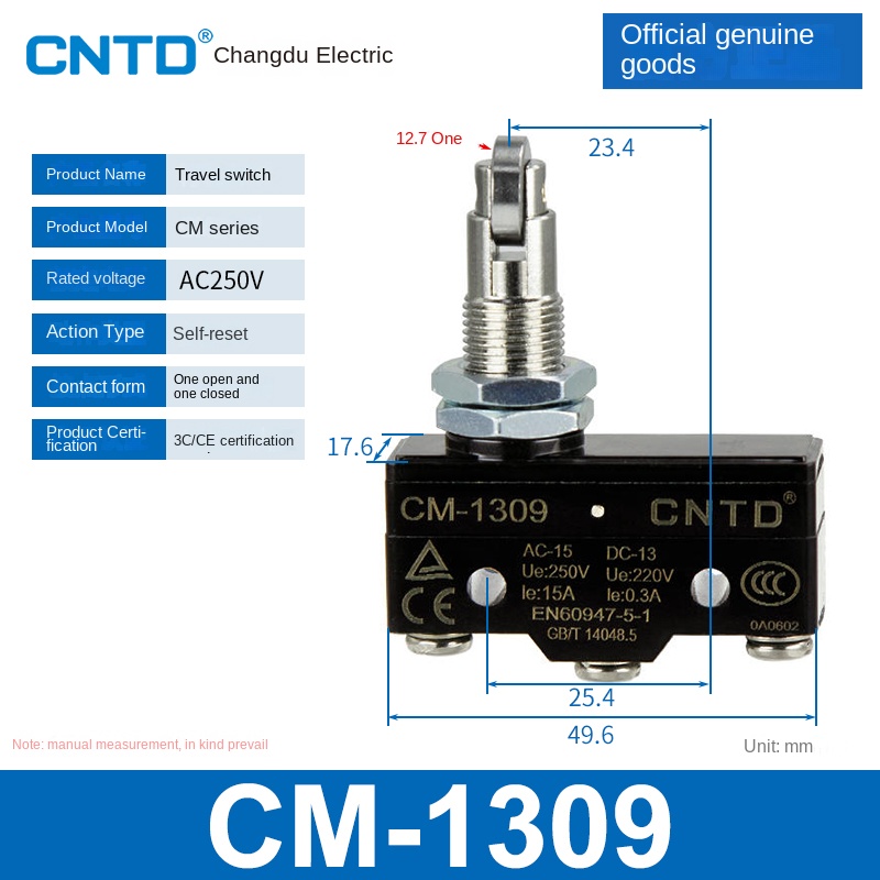 Công Tắc Hành Trình CM-1309 | Micro Switch Changde CM-1307/1308/1305/1306/1300/1303TM Cho Tự Động Hóa