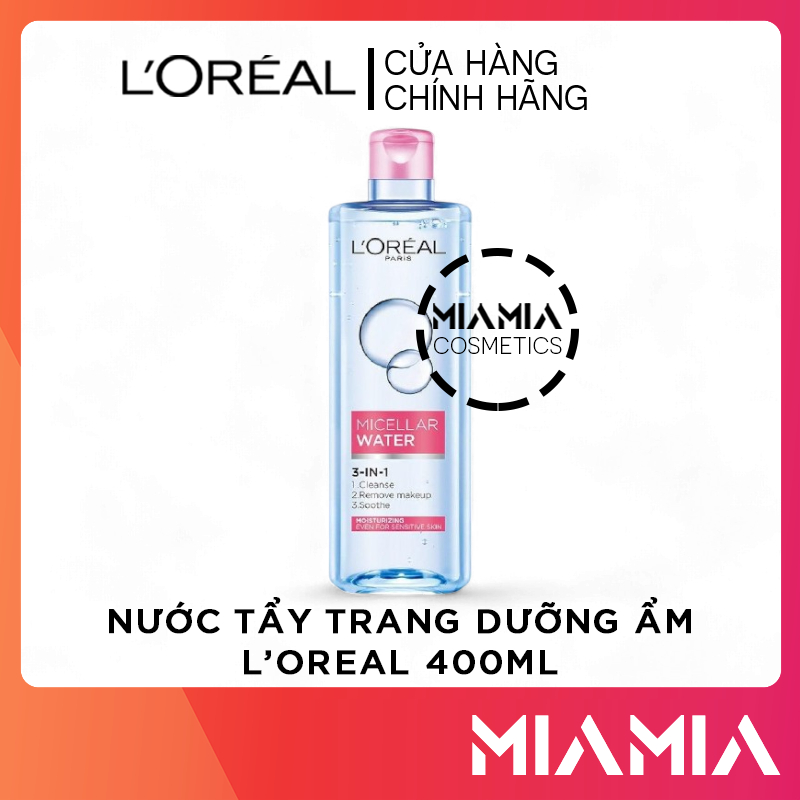 Nước Tẩy Trang Loreal Paris Màu Hồng Dưỡng Ẩm Micellar Water Moisturing 400ml Chính Hãng