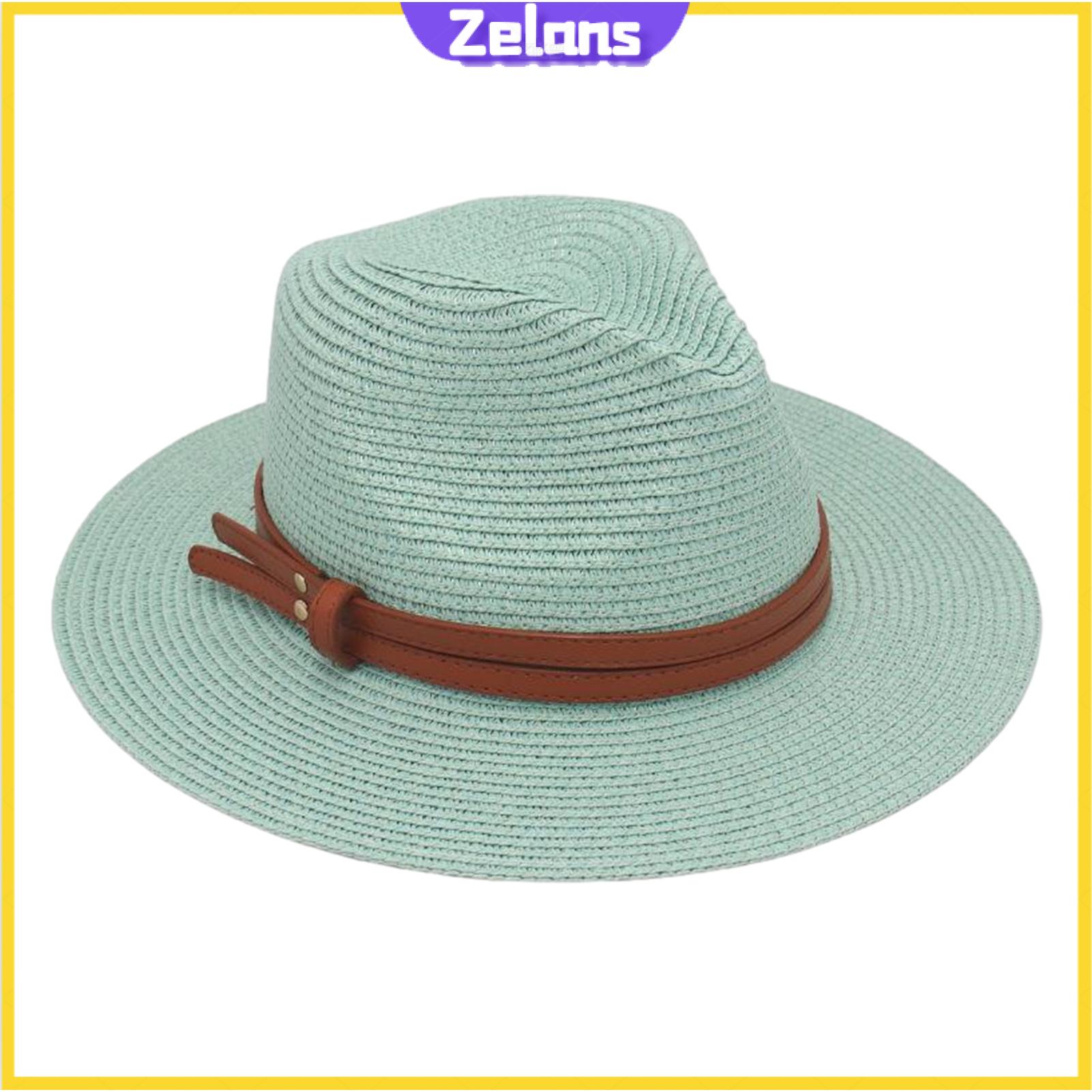 Zelans Sun Hat Upf 50 Sun Protection Hat Women’s Wide Brim Straw Hat with Faux Leather Belt – Adjustable Foldable Summer Beach Hat for Uv Protection Jazz Style Perfect for Asia Outdoors - 1