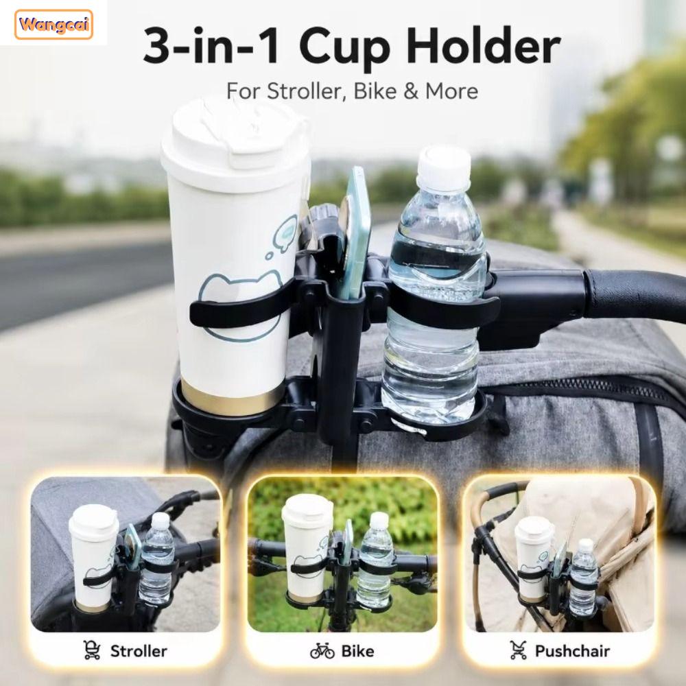 WANGCAI 3 อิน 1 ที่วางแก้วสำหรับรถเข็นเด็ก ดับเบิลคัพ พับได้ ชั้นวางเครื่องดื่ม น้ำหนักเบา ปรับได้ ที่จัดเก็บขวดนมสำหรับรถเข็นเด็ก การเดินทาง ราคา 353 บาท*ส่งฟรี