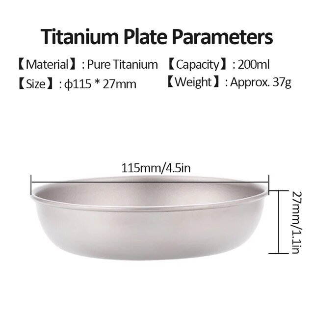 Lixada Titanium Plate Ultralight Dinner Fruit Plate Frying Pan For Outdoor