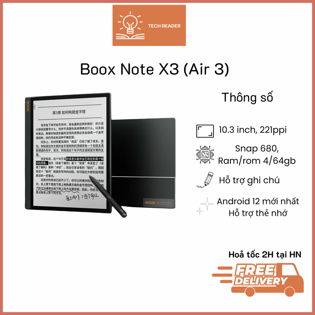 Boox Note X3 Boox Note Air 3 đen trắng Likenew - Hàng nhập khẩu Tặng kèm bút bao da chính hãng