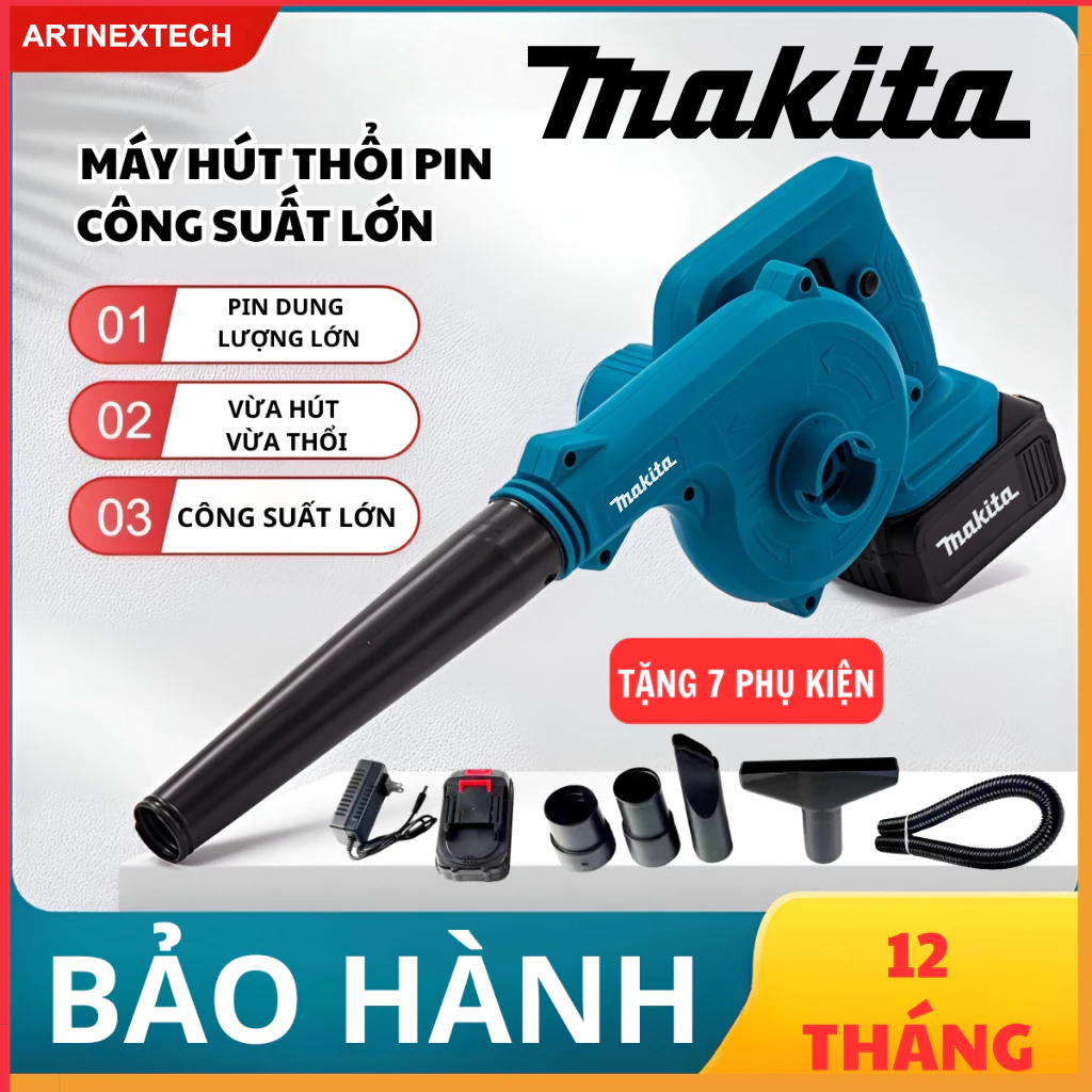 Máy Hút, Thổi Bụi Cầm Tay MAKITA 199V Công Suất Cao Dùng Động Cơ Lõi Đồng 680W, Sử Dụng Cho Gia Đình Dọn Dẹp Nhà Cửa, Xe