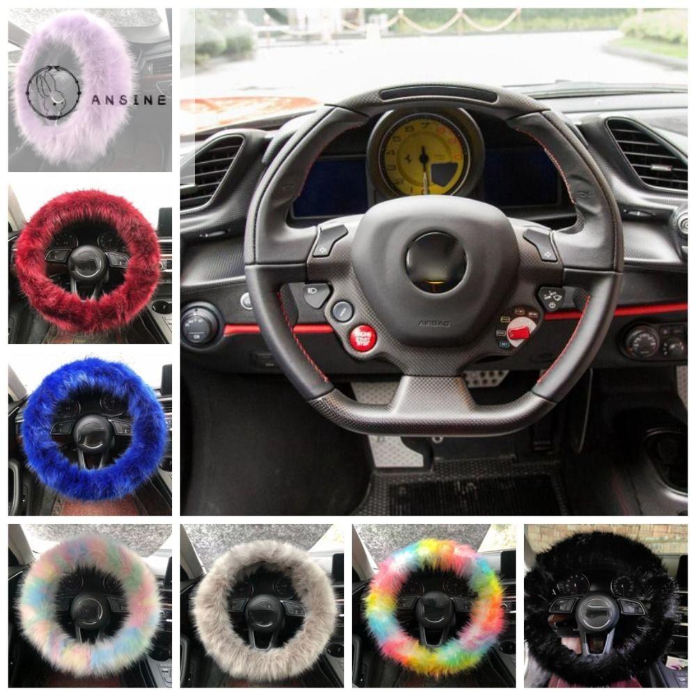 ANSINE Fluffy Car Steering Wheel Cover 36
