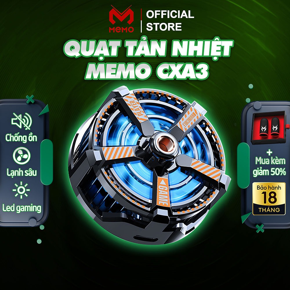 Quạt tản nhiệt điện thoại sò lạnh MEMO CXA3 nam châm từ tính led gaming cho streamer livestream chơi