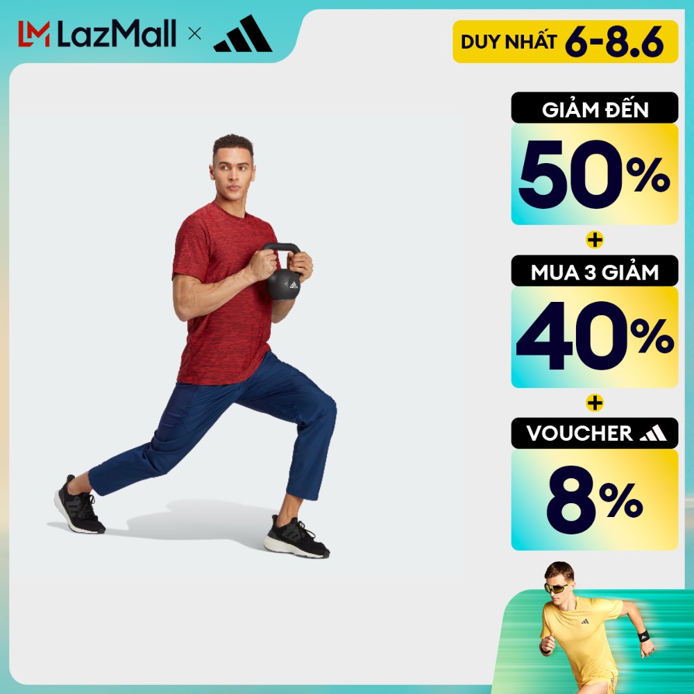 Adidas gym & training áo thun tập luyện co giãn train essentials nam đỏ ic7417
