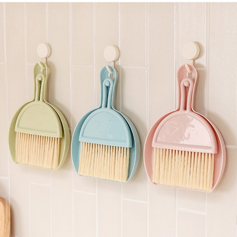 Home Desktop Mini Broom Keyboard Cleaning Brush Small with Dustpan Set Computer Debris Brush Living Room Kitchen Cleaning Tools