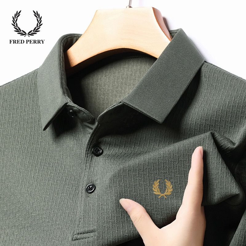 Fred Perry 2024 chính hãng Hàng chính hãng Anh FP Tai lúa mì nam mới Tay áo dài áo thun cotton ve áo Áo polo màu trơn hàng hiệu lớn Áo Khoác Nam thủy triều