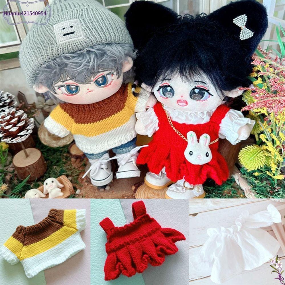 HUANLU421540954 Thời trang Quần áo búp bê Trang phục thường ngày Túi thỏ Quần soóc Áo len búp bê Mới Băng đô kiểu mèo Mũ len Mini Búp bê nhồi bông 20cm