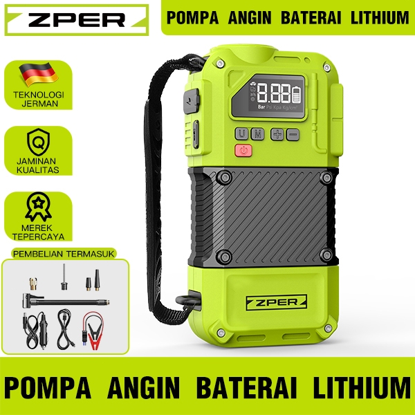 Zper 2-in-1 jump starter electric car tire air pump mini car air infatable pump portable zp024 Harga 169,000 rupiah*Gratis Ongkir