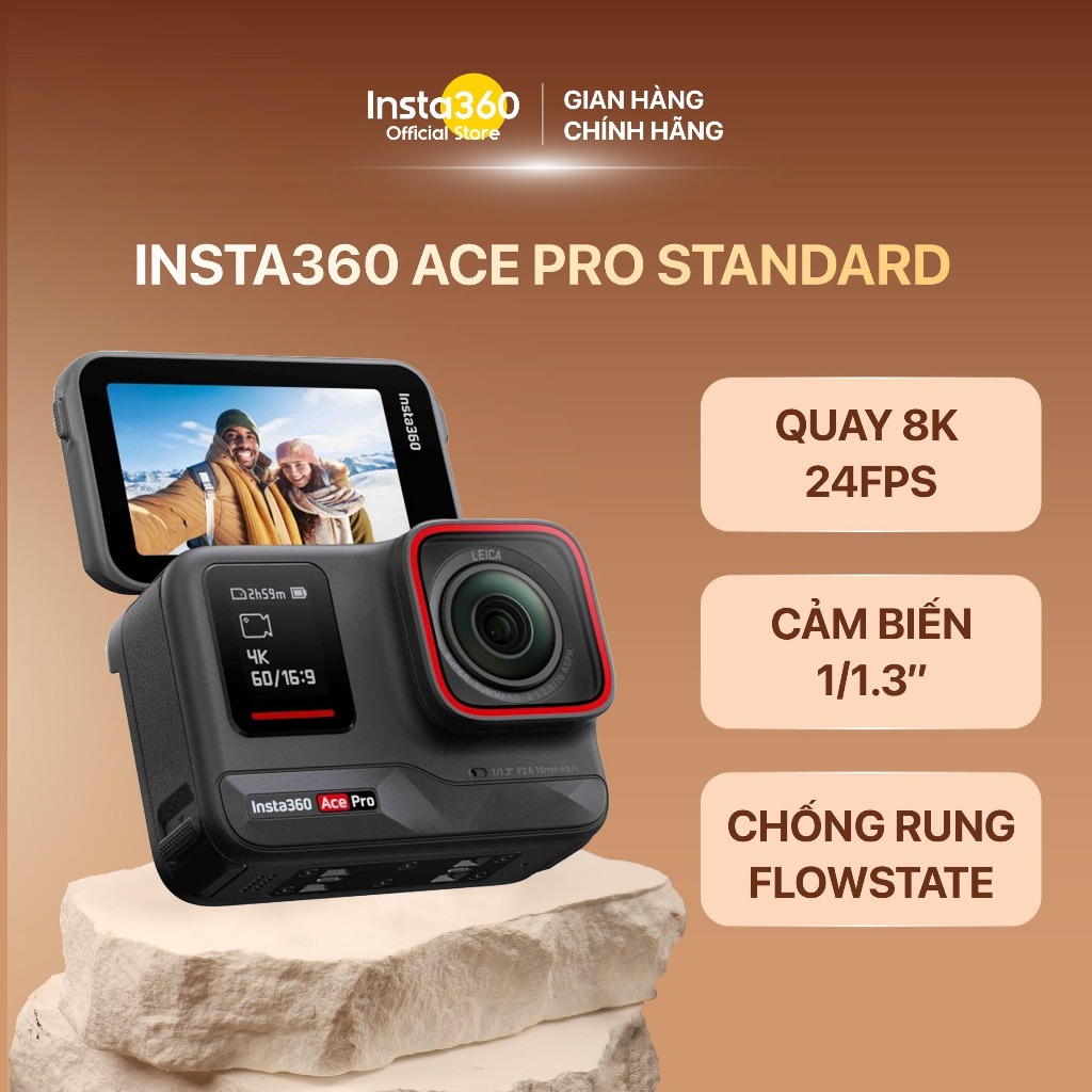 Insta360 Ace Pro Standard Bundle - Camera Hành Động 8K/24fps, Chụp 48MP, Màn Hình 2.4 Inch