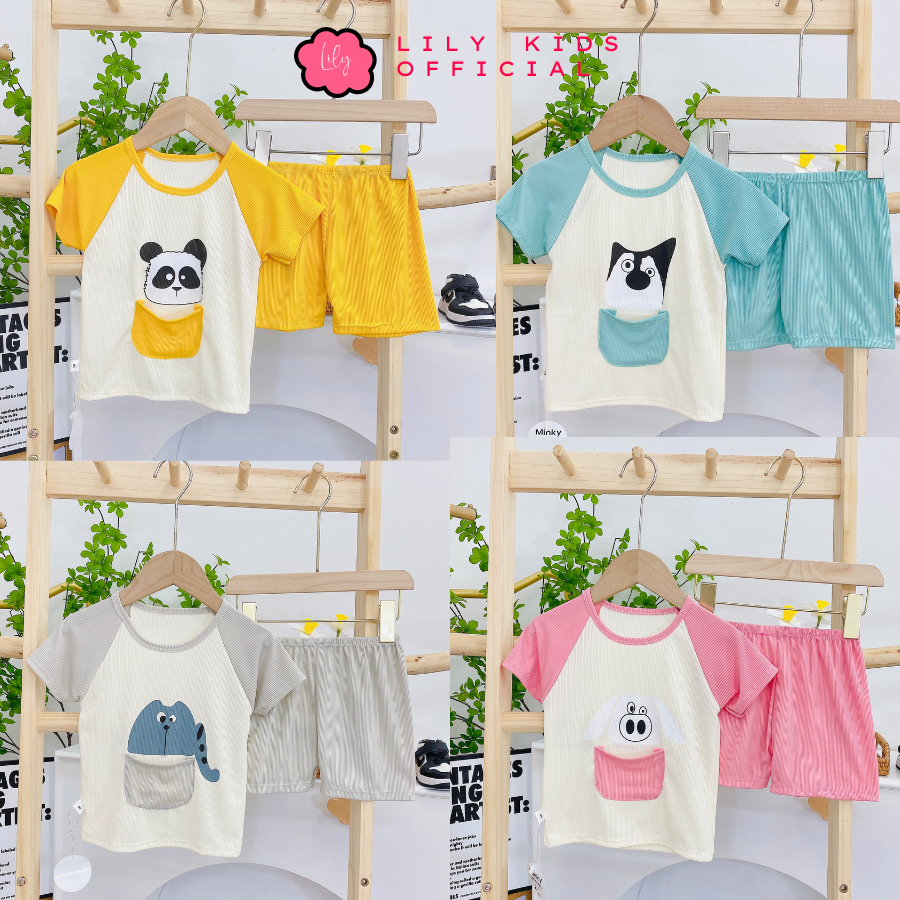 Bộ cộc tay cho bé sơ sinh thun lạnh cực mát minky moon in hình con vật đáng yêu