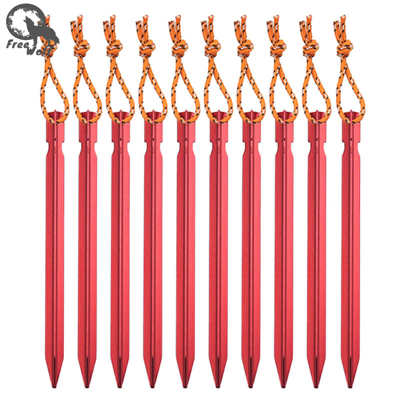 10pcs 18cm Canopy Tent Pegs Aluminum Alloy Outdoor Garden Stakes Ground Nail With Cord For Camping Backpacking Hiking
