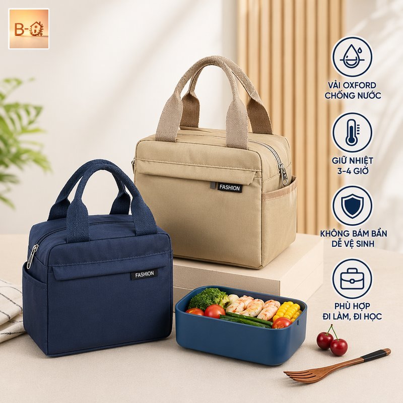 B-HQ túi giữ nhiệt hộp cơm giữ nhiệt lâu chống nước chống bụi vải Oxford bền bỉ khả năng chứa nhiều văn phòng gia đình