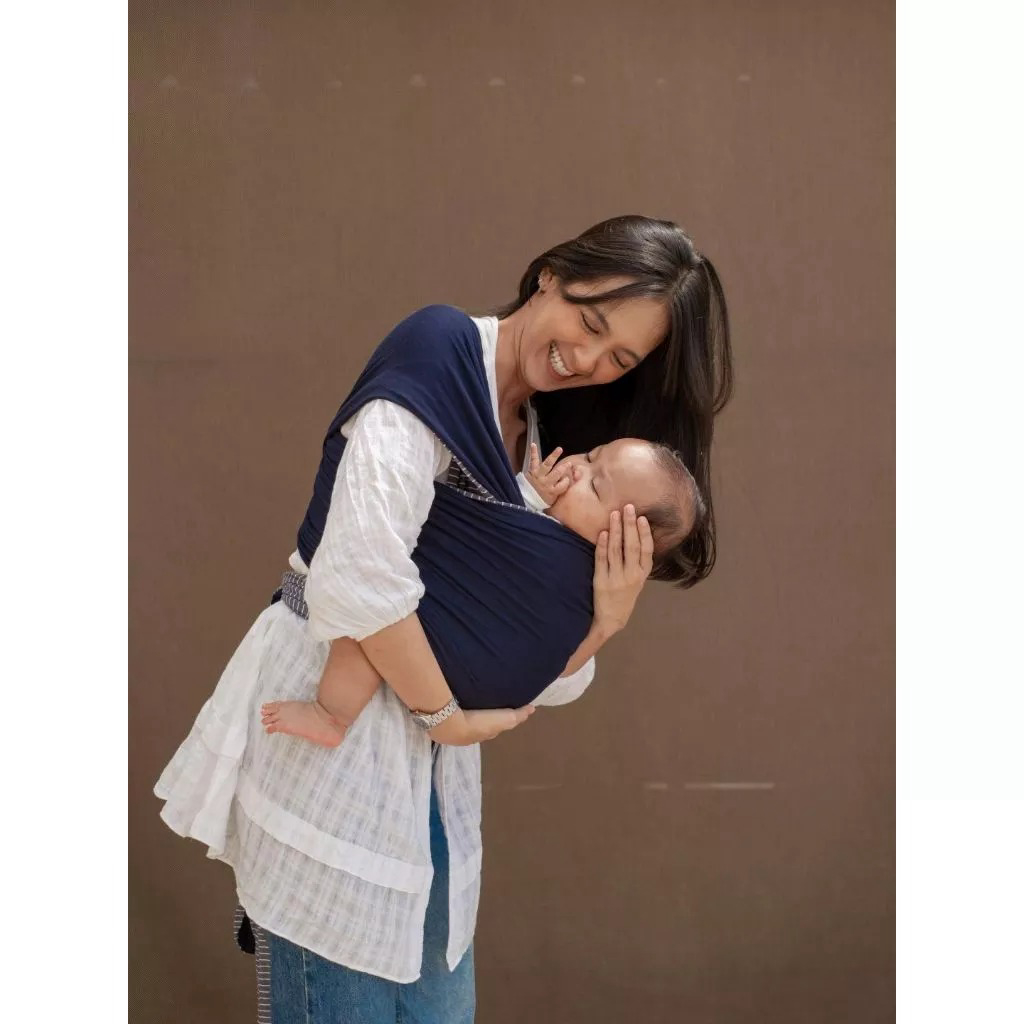 Mikhadou Stretchy Wrap - Gendongan Bayi M Shape Breton Stripe Strechy Wrap - Baby Carrier - Lavie Baby House