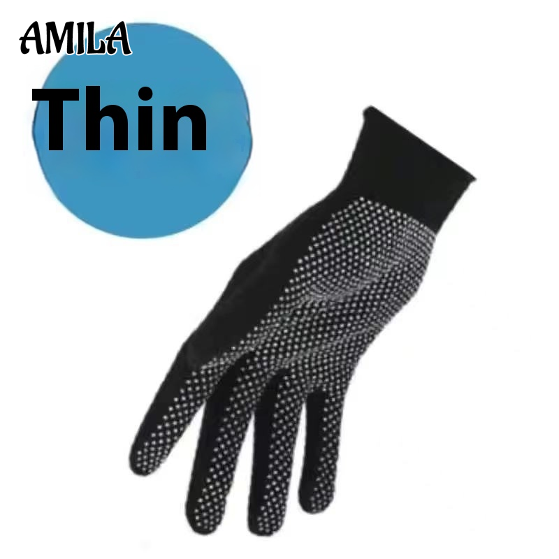 Amila Găng tay cảm ứng mùa đông dễ thương cho nữ, thiết kế năm ngón dệt kim dày ấm áp với Thêu Xin Chào, hoàn hảo để cưỡi và học tập