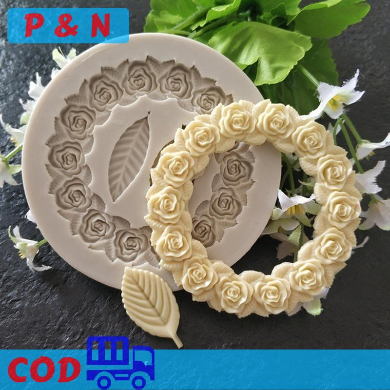 P&N 1 cái Khuôn Silicone lá hoa hồng khuôn bánh sô cô la Tự làm khuôn nướng bánh đường