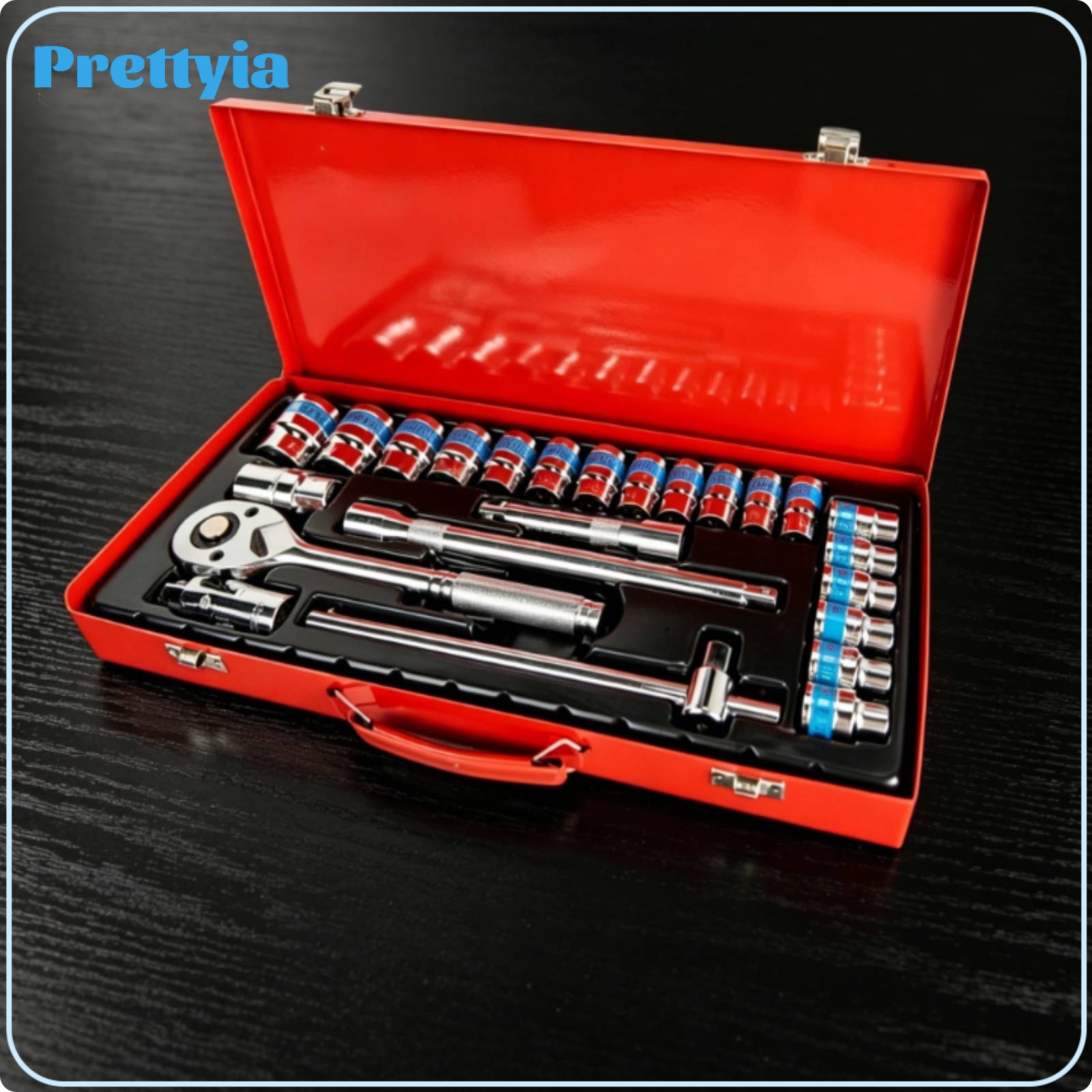 Prettyia Quick-Release Socket Wrench Set with Metal Case Portable Ratchet and Socket Set Professional Mechanics Tool Kit for Car Owners ราคา 7,752 บาท*ส่งฟรี