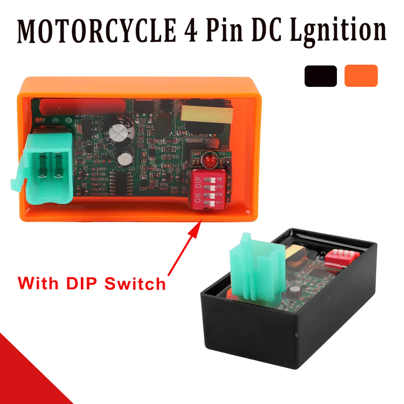 【Best-Selling】 Motorcycle Lgnition 4 Pin DC CDI Box CDI with DIP Switch Speed limit4000-12000 for BIZ100 SUPER100 XY50-Q WEB100 POP100
