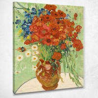 Art reproduction Vase with Cornflowers and Poppies Van Gogh Vincent vvg39 รูปติดผนัง ภาพที่มีชื่อเสียง ภาพพิมพ์รายละเอียดคมชัดเทียบเท่าพิพิธภัณฑ์ชั้นนำ ภาพผ้าใบขึงเฟรมไม้แท้ พร้อมแขวน ผลิตในประเทศไทย งานฝีมือคุณภาพอิตาลี