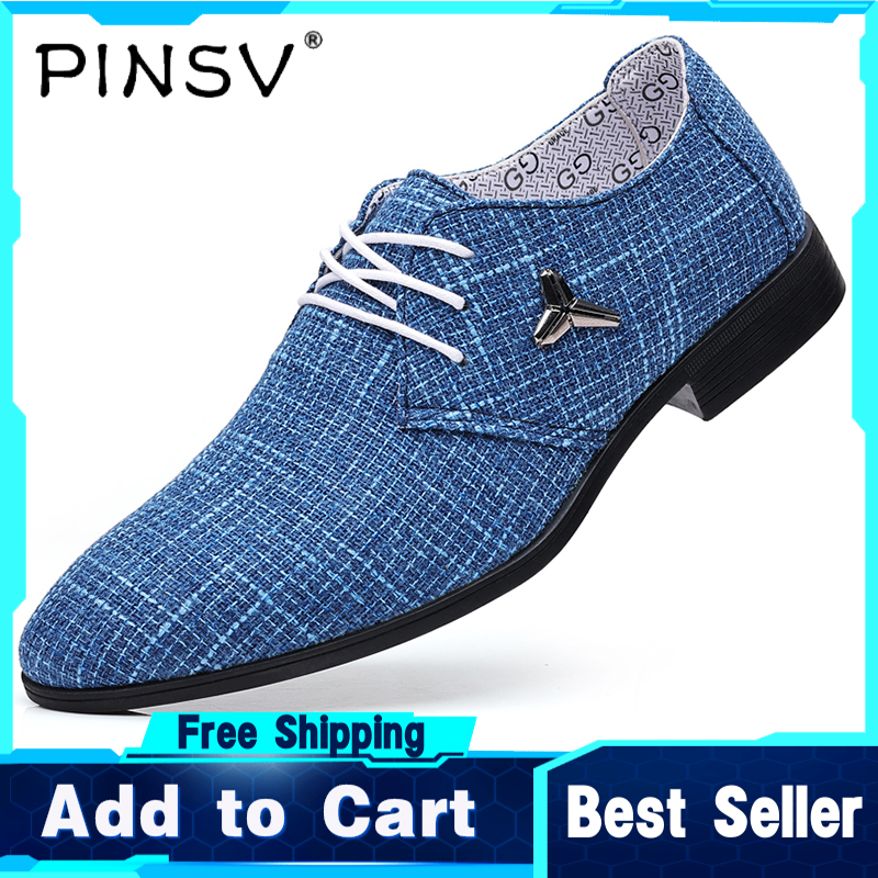 PINSV Giày Da Nam Thời Trang Giày Đế Bằng Thời Trang Thường Ngày Giày Vải