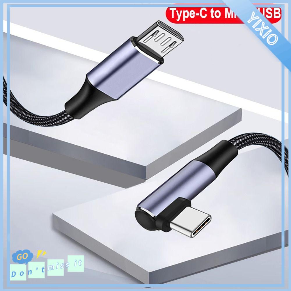 YIXIO 100cm Cáp dữ liệu 90 độ Sạc nhanh USB Type C sang Micro USB Khuỷu