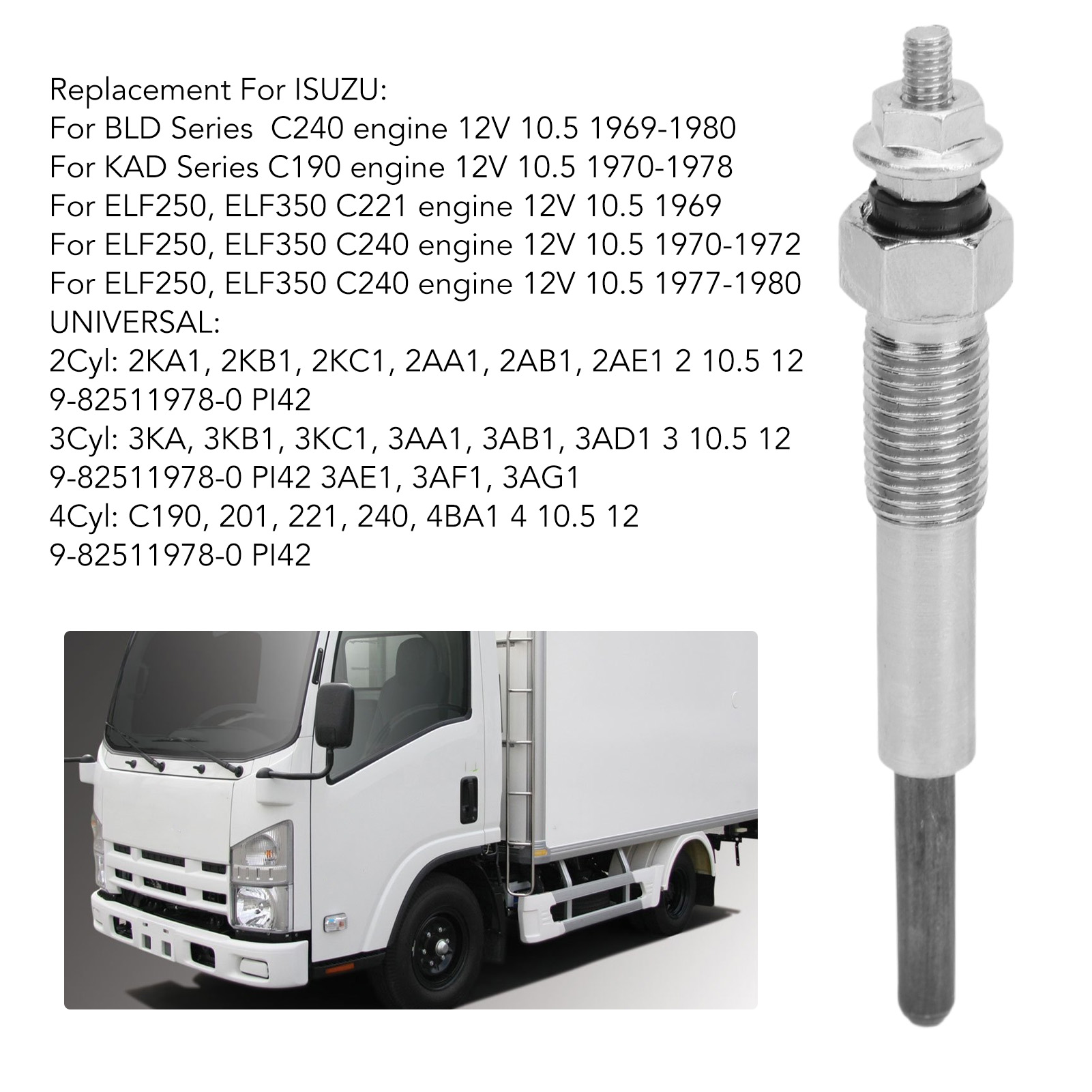 9 82511978 0 chống tác động DIESEL nóng ổ cắm phát sáng 4pcs chính xác cuộn dây đôi M10 x 1.25 chủ đề cho C221 4BA1 D500 4fa1