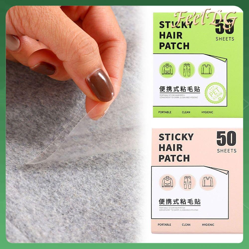 FEELDG 50 Sheets Di động Miếng dán tóc dính Dụng cụ tẩy lông thú cưng Nước Mắt Dụng cụ loại bỏ xơ vải quần áo Quà tặng Giấy ghi chú dính Miếng dán tóc quần áo