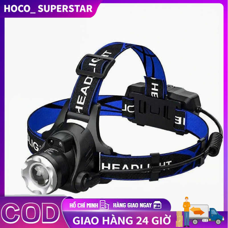 USBcảm ứng đầu gắn trên t6 ánh sáng mạnh sạc đầu đèn led zoom ngoài trời leo núi đêm câu cá ánh sáng