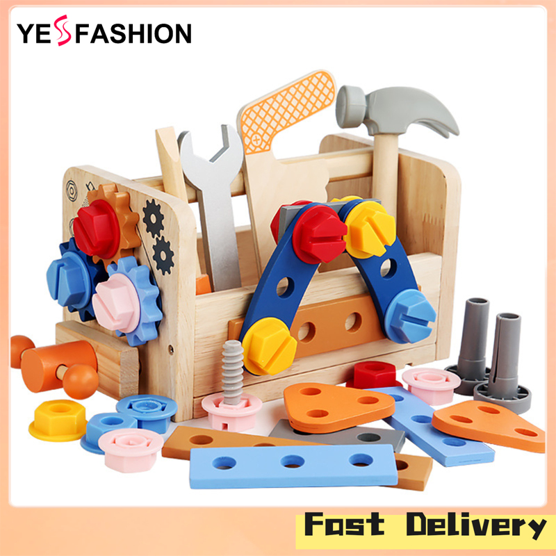Yesfashion Wooden Kids Tool Set Toolbox Pretend Play Toy Set Simulation Carpenter Tool Educational Toy Gift For Christmas Birthday ราคา 450 บาท*ส่งฟรี
