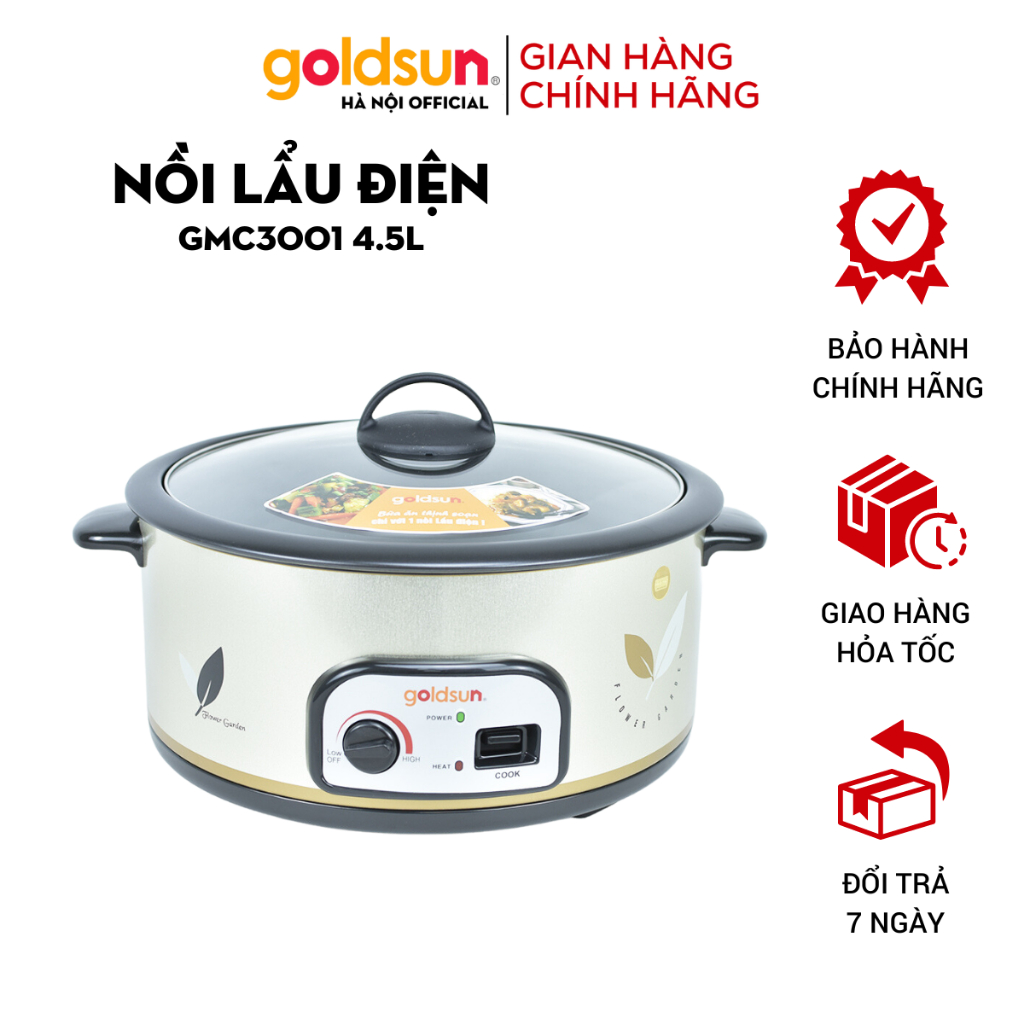 Nồi lẩu điện, nồi nấu đa năng goldsun gmc3001 4.5l 1600w