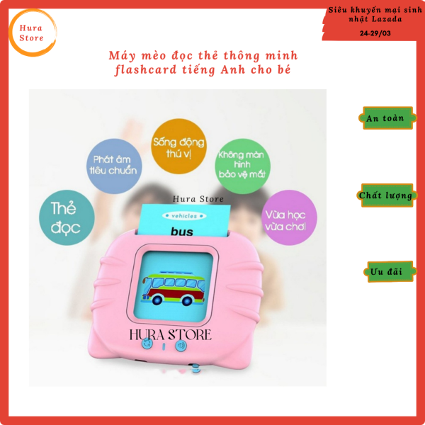 [Freeship+quà19k]máy đọc thẻ từ thông minh flashcard tiếng Anh cho bé hình mèo gồm 112 thẻ 224 chủ đề tặng kèm cáp sạc giúp bé nói tiếng anh thành thạo phát triển trí tưởng tượng và khả năng ngôn ngữ - Hura Kid