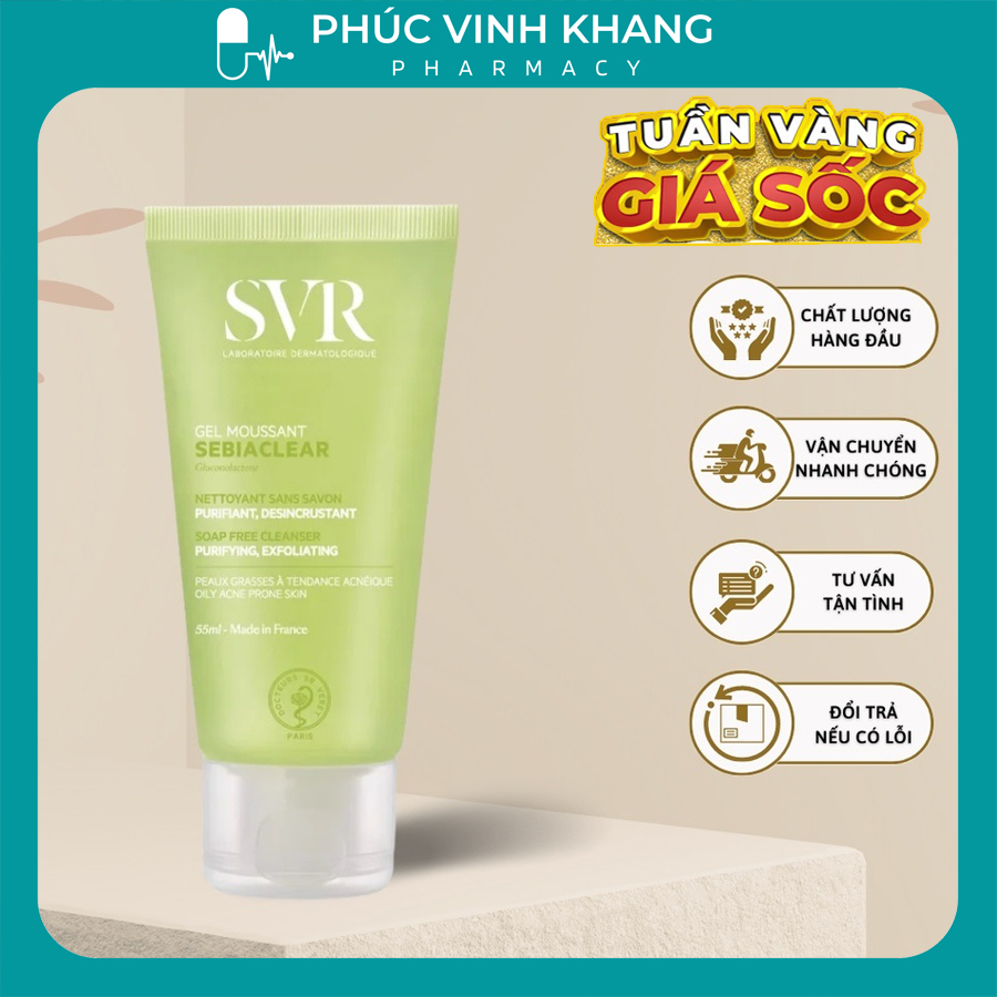 Sữa Rửa Mặt SVR Sebiaclear ɡel Moussant Pháp phù hợp cho da dầu mụn, nhạy cảm, da hỗn hợp 200ml