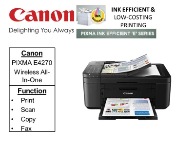[Singapore warranty] Canon PIXMA E4270 w/FAX *** Free PG-47 Black ink - till 5 Sep 2021 (WALK-IN-REDEMPTION by 18 Sep 2021 at Canon Customer Care Centre ) Compact Wireless All-In-One with Fax E 4270