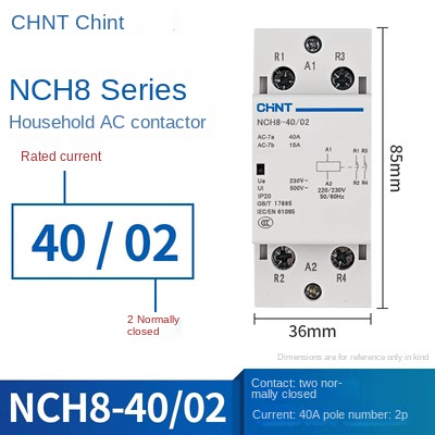 Contactor AC NCH8-40/02 40A [2 Thường Đóng] | NCH8 20/25/40/63 CHINT 220V Xoay Chiều – Điều Khiển Điện Thông Minh