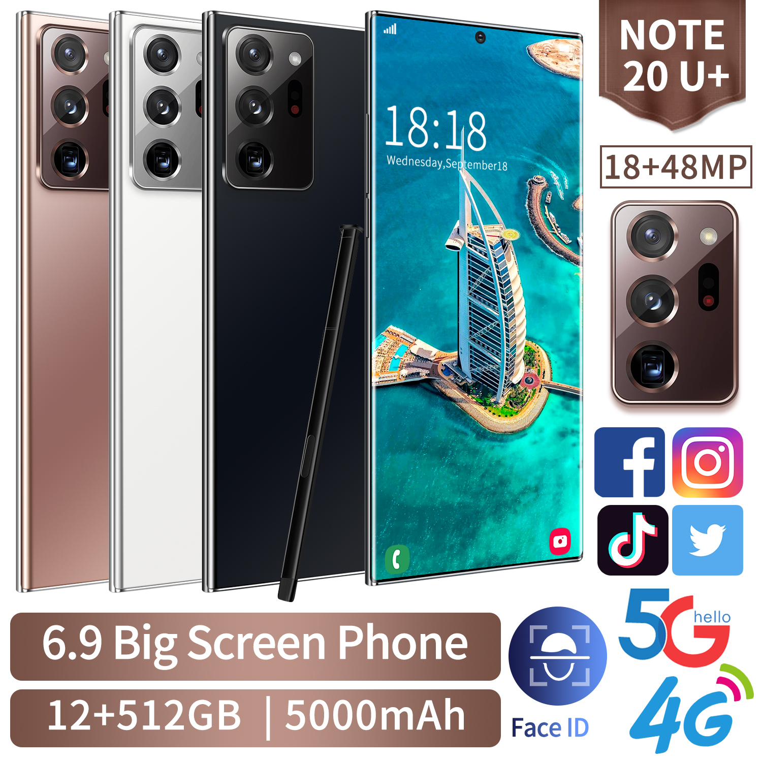 Free warranty 48/18MP camera new arrival dual SIM support Android phone shock mount Android phone AMOLED screen premium phone genuine CPU crazy international version cheap mobile phone