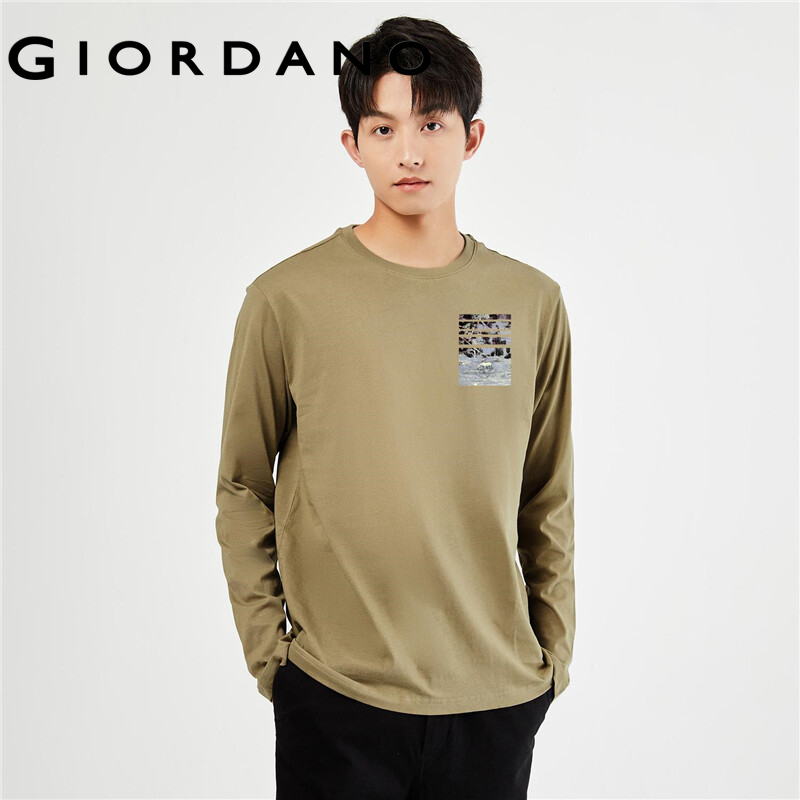 GIORDANO Men ARTAND Series T-Shirts 100% Cotton Art Print Simple Tee Crewneck Long Sleeve Fashion Casual Tshirts 91093319 ราคา 625 บาท*ส่งฟรี