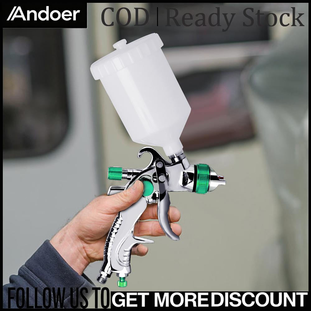 Andoer Bộ công cụ phun trọng lực chuyên nghiệp Đầu phun 1.4/1.7/2.0mm Máy phun sơn ô tô với cốc màu 600cc và 10 chiếc giấy lọc sơn phủ hình nón Giá 680,000 Đồng*Miễn phí vận chuyển