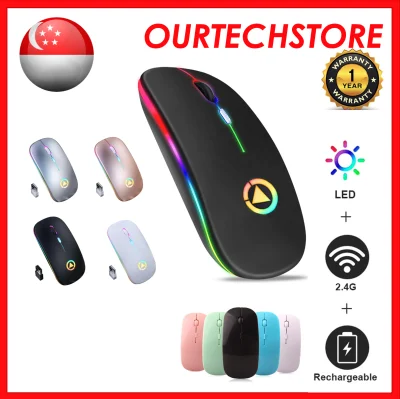 [ SG Stock ] Wireless Mouse Bluetooth Mouse USB 2.4GHz Wireless Optical Rechargeable Wireless Mice Silent Mouse