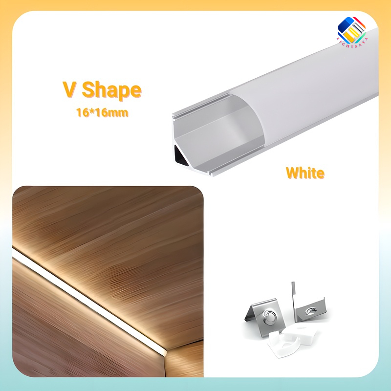 100CM LED Aluminum Profile Track V/U/YW Shape Mount Channel System for LED Light Strip White or Black