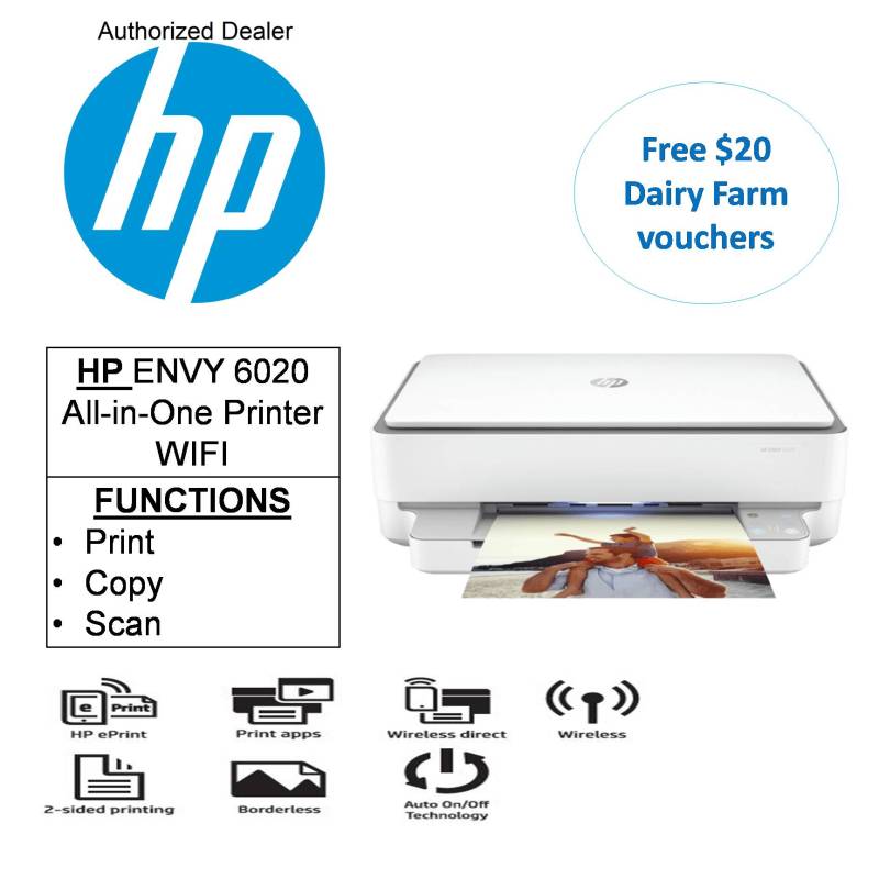 HP ENVY 6020 All-In-One Printer For everyone in the family, with easy setup and self-healing Wi-Fi   ***Free $20 Dairy Farm vouchers*** Singapore