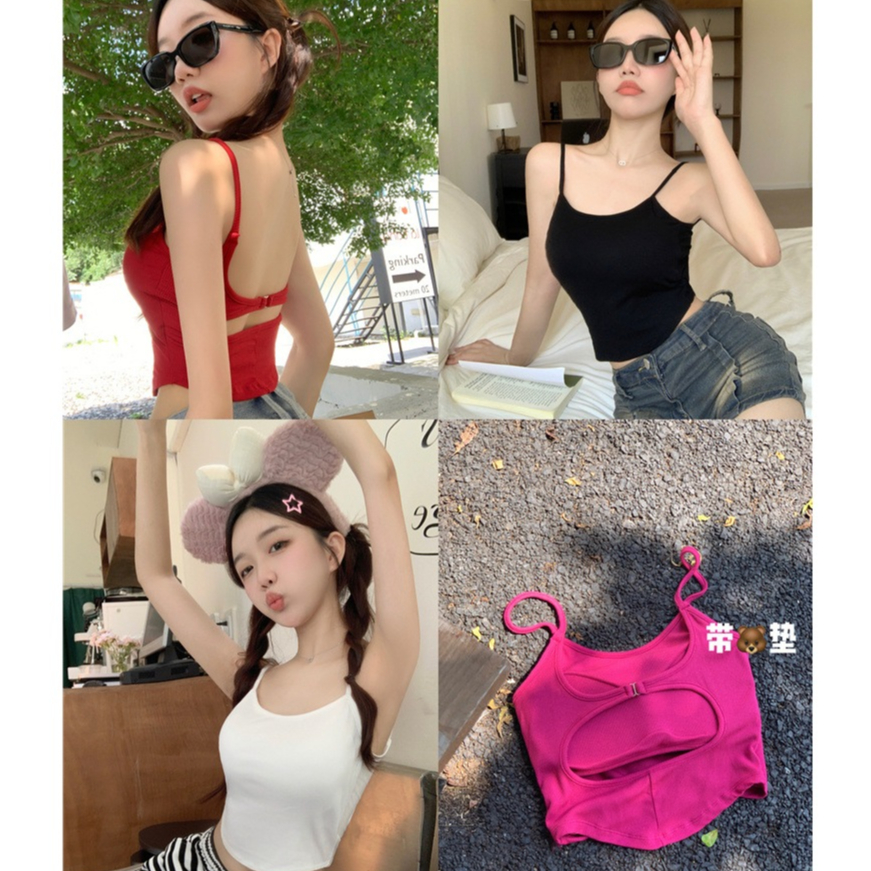 Áo Bra nữ hở lưng đan dây lưng có lót ngực, Áo hai dây nữ dáng Croptop kiểu Sexy mẫu mới siêu Hot