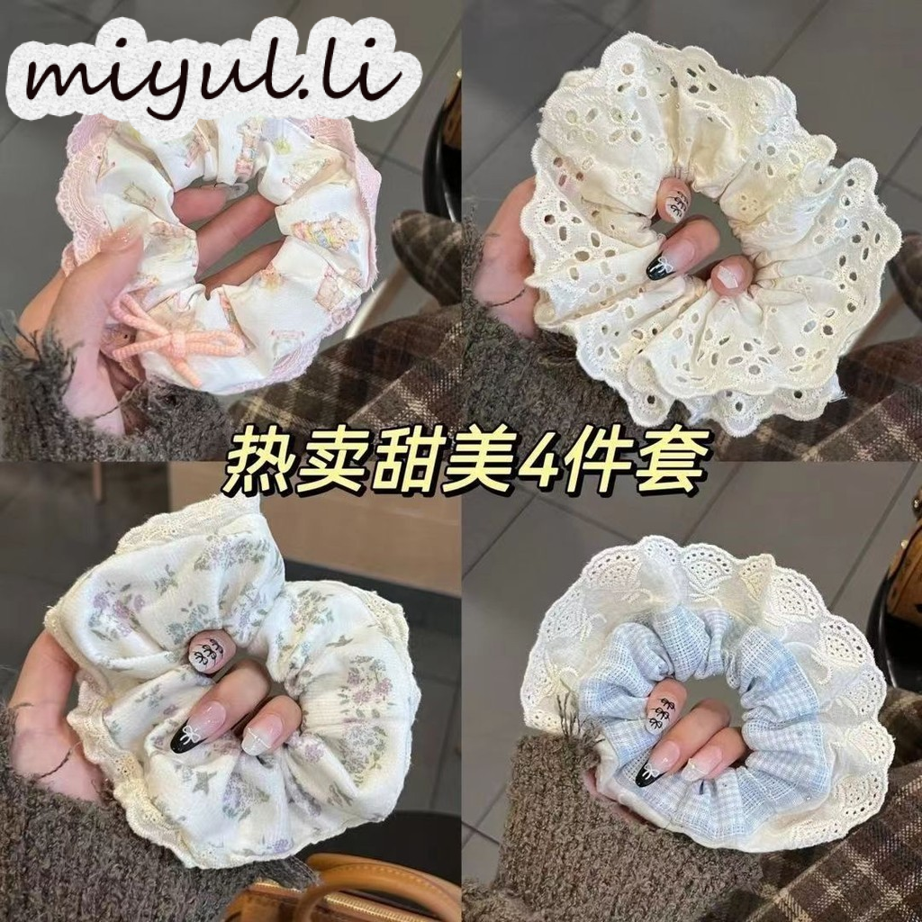 miyuli INS บัลเล่ต์สไตล์ Blue Milk k9k STRIPES อุตสาหกรรมหนักเจาะ Ren ขนาดใหญ่ scrunchy ผมน่ารักหวานไอศกรีมน้ำตาล Lady Wire Woman ราคา 25 บาท*ส่งฟรี