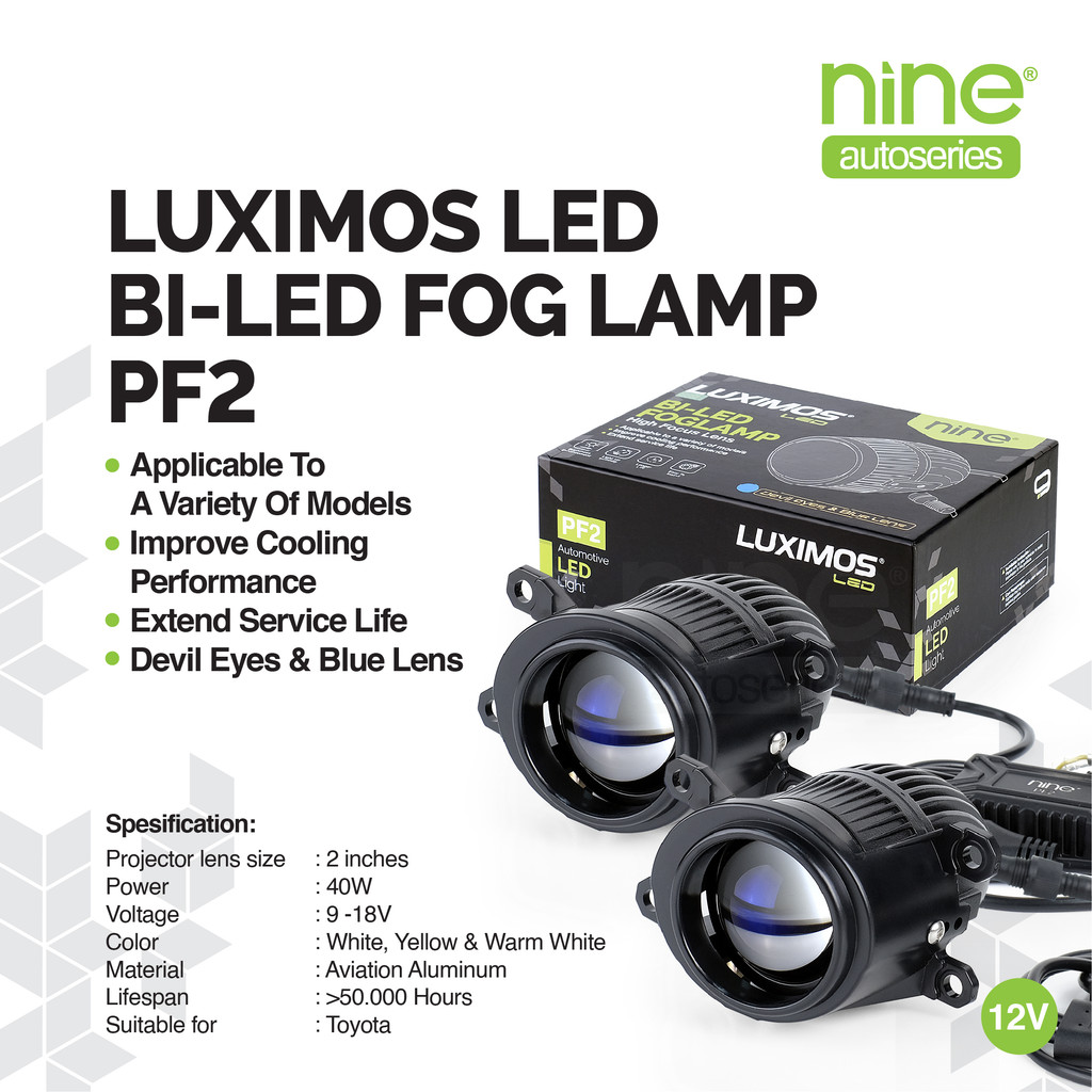 Luximos Biled Foglamp Toyota 80W 2 Inch Projector Super Bright White Yellow Pf2 - Nine Autoseries Harga 1,099,900 rupiah*Gratis Ongkir
