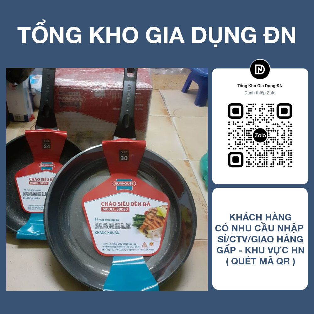 Chảo chống dính siêu bền đá sunhouse sbd30