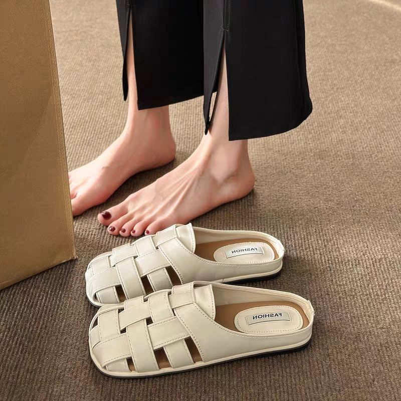 Real Soft Leather Slippers Female Summer Outside To Wear A Slip